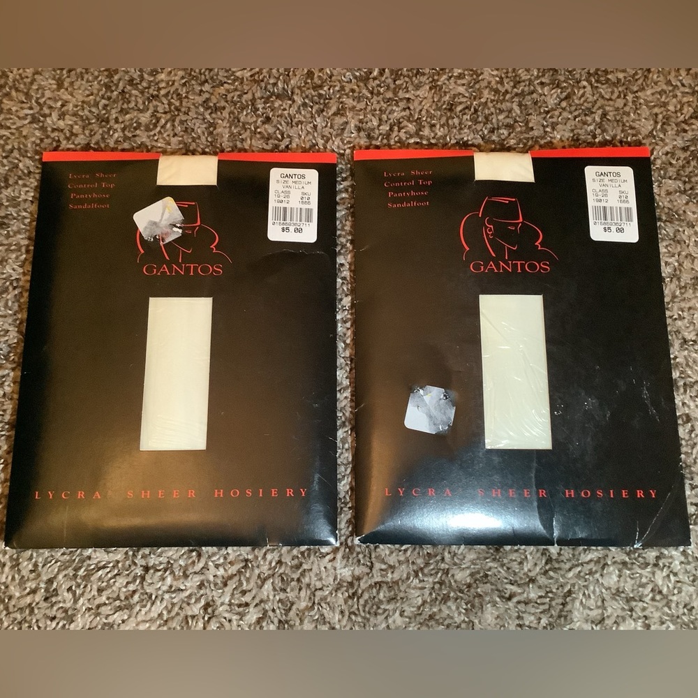 Lot of 2 - Gantos control top sheer pantyhose, color vanilla, size: M